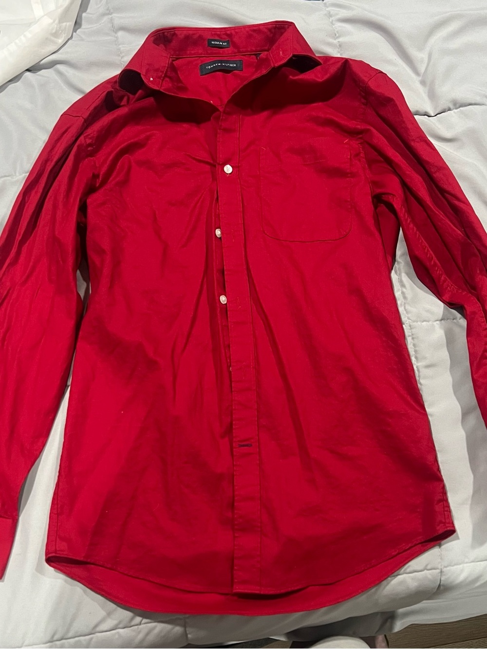 Tommy Hilfiger Red Men’s Long-Sleeve Button-Up Dress Shirt